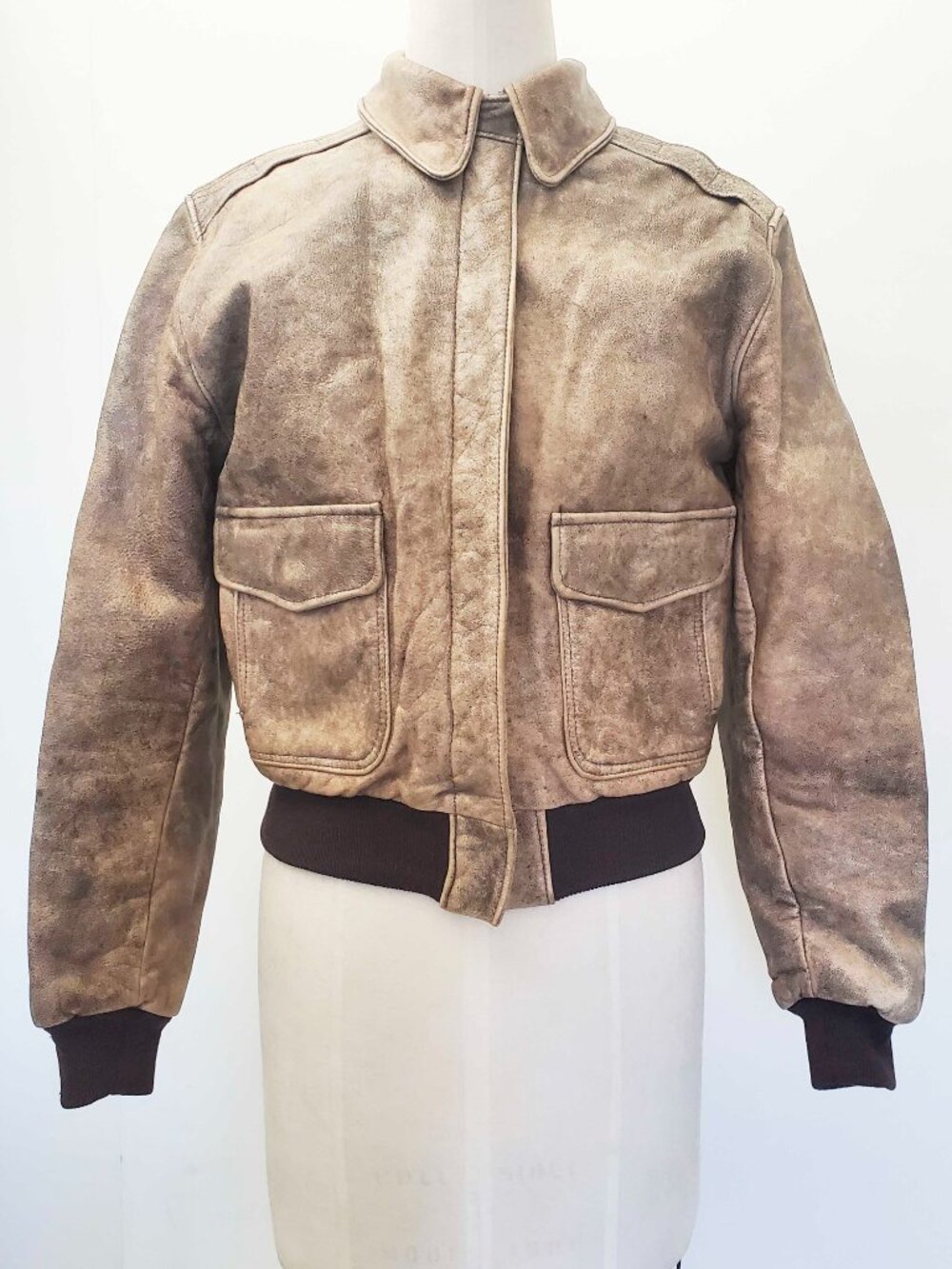 VTG L.L. Bean Women's "Flying Tiger" A-2 Leather Jacket Brown Bomber USA Made 6 - Picture 11 of 12